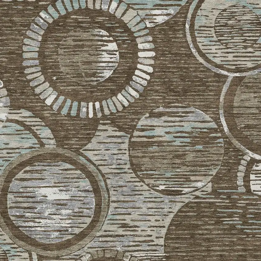 Chocolate And Brown Geometric Washable Indoor Outdoor Area Rug Photo 2