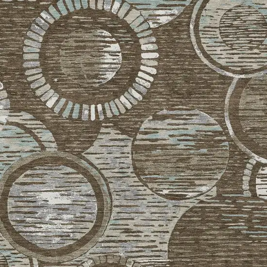 Chocolate And Brown Geometric Washable Indoor Outdoor Area Rug Photo 2