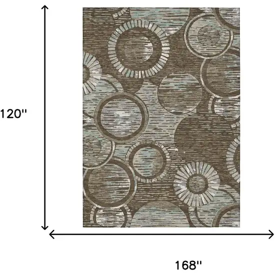 Chocolate And Brown Geometric Washable Indoor Outdoor Area Rug Photo 6