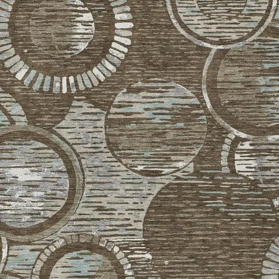 Chocolate And Brown Geometric Washable Indoor Outdoor Area Rug Photo 2