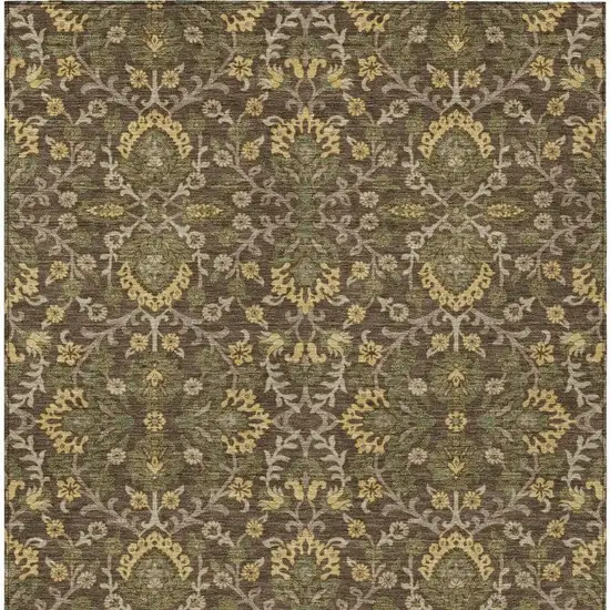 Chocolate And Brown Geometric Washable Indoor Outdoor Area Rug Photo 3