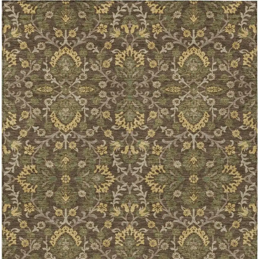 Chocolate And Brown Geometric Washable Indoor Outdoor Area Rug Photo 3