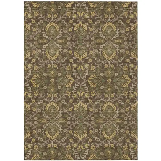 Chocolate And Brown Geometric Washable Indoor Outdoor Area Rug Photo 1