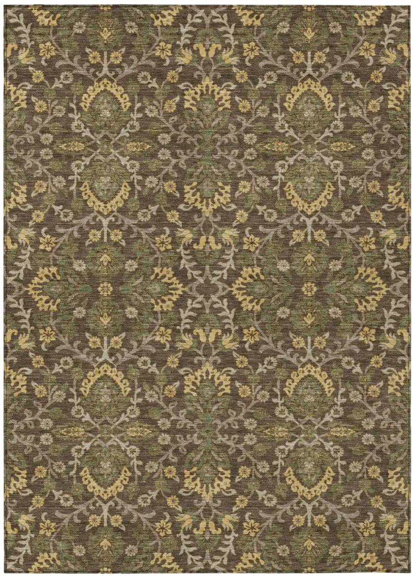 Chocolate And Brown Geometric Washable Indoor Outdoor Area Rug Photo 1