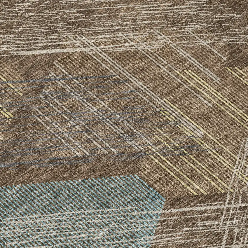 Chocolate And Brown Geometric Washable Indoor Outdoor Area Rug Photo 5