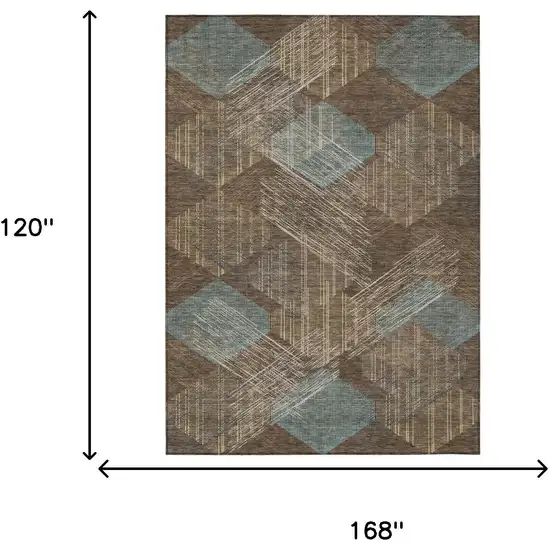 Chocolate And Brown Geometric Washable Indoor Outdoor Area Rug Photo 6