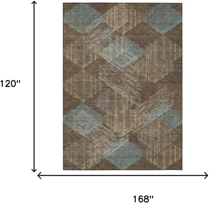 Chocolate And Brown Geometric Washable Indoor Outdoor Area Rug Photo 6