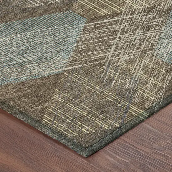 Chocolate And Brown Geometric Washable Indoor Outdoor Area Rug Photo 4