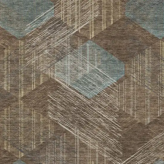Chocolate And Brown Geometric Washable Indoor Outdoor Area Rug Photo 2