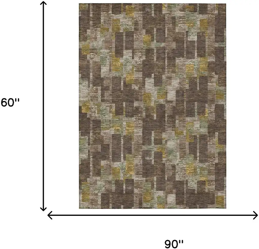 Chocolate And Brown Geometric Washable Indoor Outdoor Area Rug Photo 6
