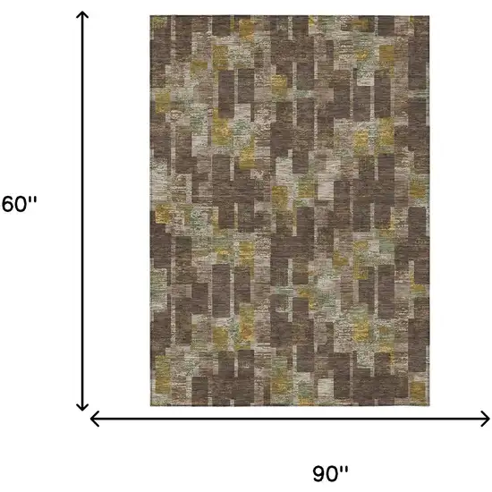 Chocolate And Brown Geometric Washable Indoor Outdoor Area Rug Photo 6