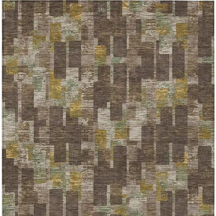 Chocolate And Brown Geometric Washable Indoor Outdoor Area Rug Photo 3