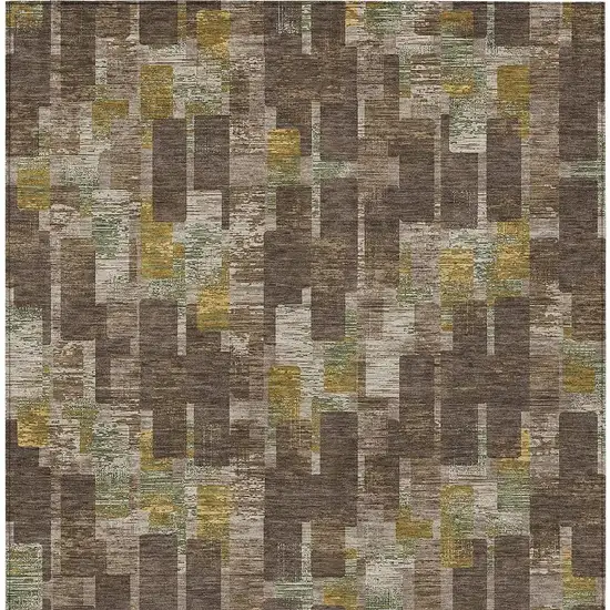 Chocolate And Brown Geometric Washable Indoor Outdoor Area Rug Photo 3