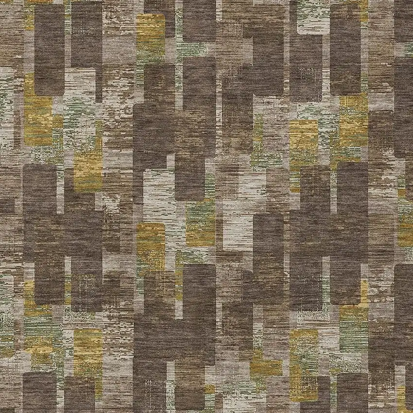 Chocolate And Brown Geometric Washable Indoor Outdoor Area Rug Photo 2