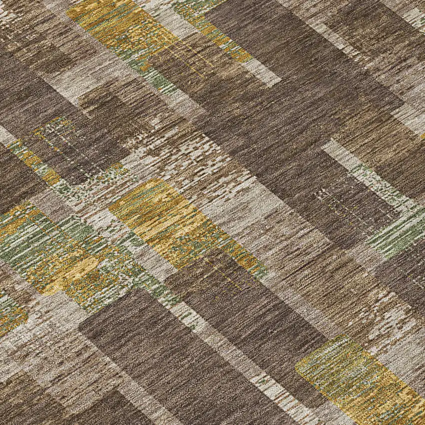 Chocolate And Brown Geometric Washable Indoor Outdoor Area Rug Photo 5
