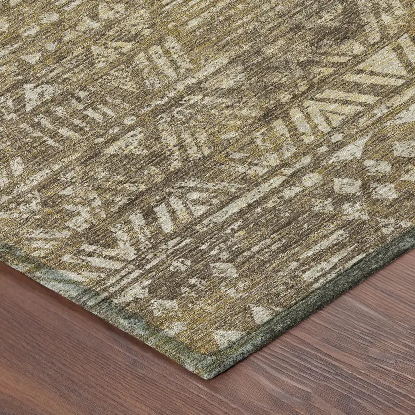 Chocolate And Brown Geometric Washable Indoor Outdoor Area Rug Photo 4