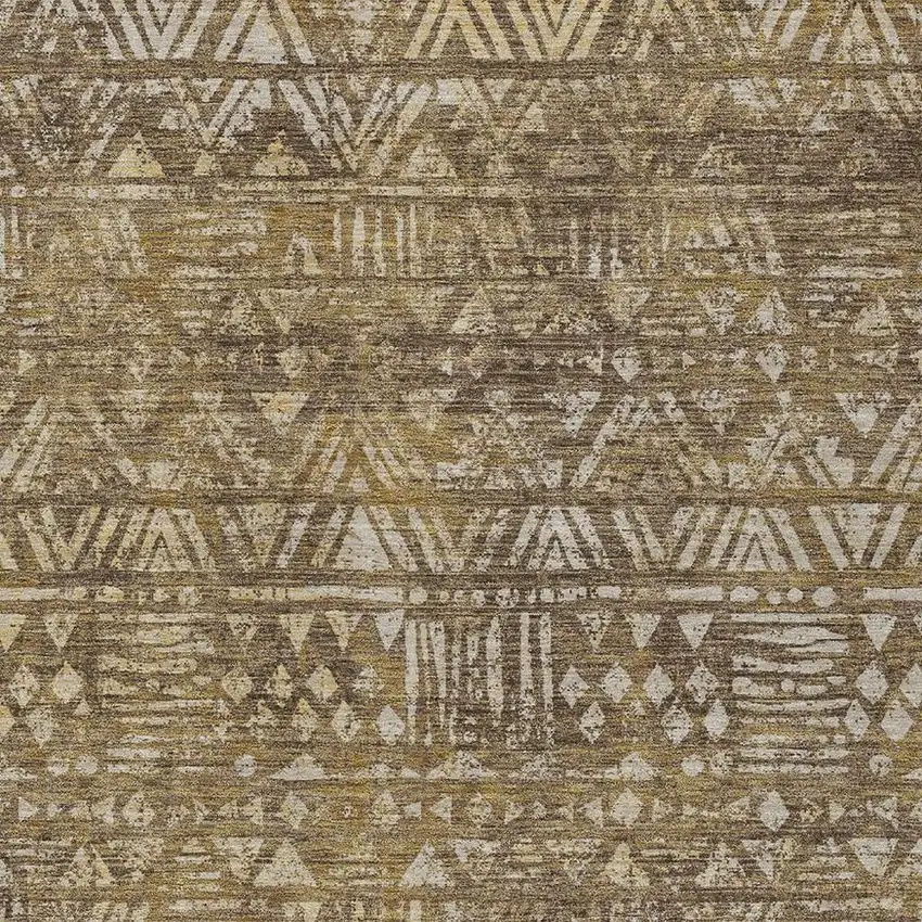 Chocolate And Brown Geometric Washable Indoor Outdoor Area Rug Photo 2