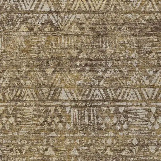 Chocolate And Brown Geometric Washable Indoor Outdoor Area Rug Photo 2