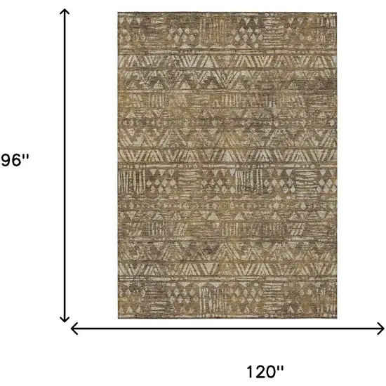 Chocolate And Brown Geometric Washable Indoor Outdoor Area Rug Photo 6