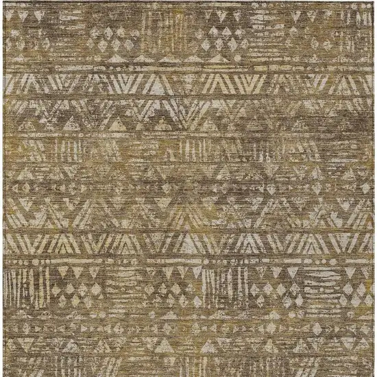 Chocolate And Brown Geometric Washable Indoor Outdoor Area Rug Photo 3