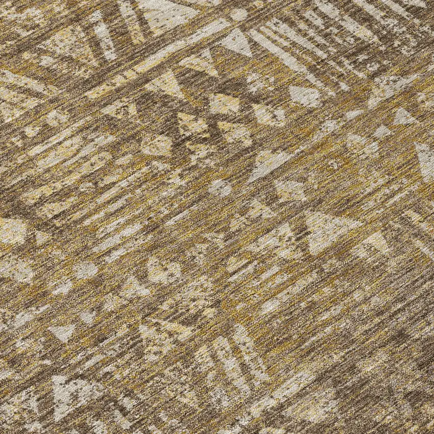 Chocolate And Brown Geometric Washable Indoor Outdoor Area Rug Photo 5