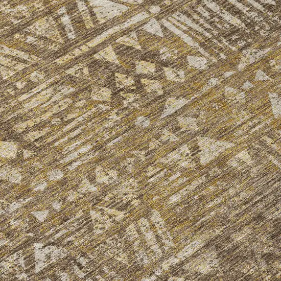 Chocolate And Brown Geometric Washable Indoor Outdoor Area Rug Photo 5