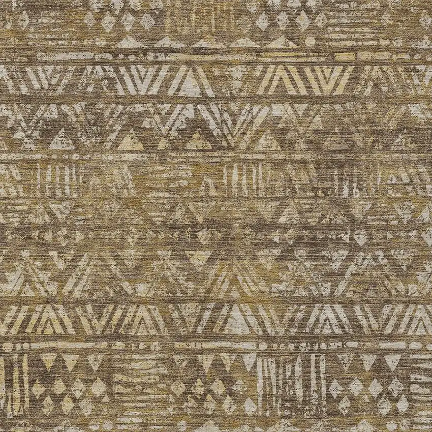 Chocolate And Brown Geometric Washable Indoor Outdoor Area Rug Photo 2