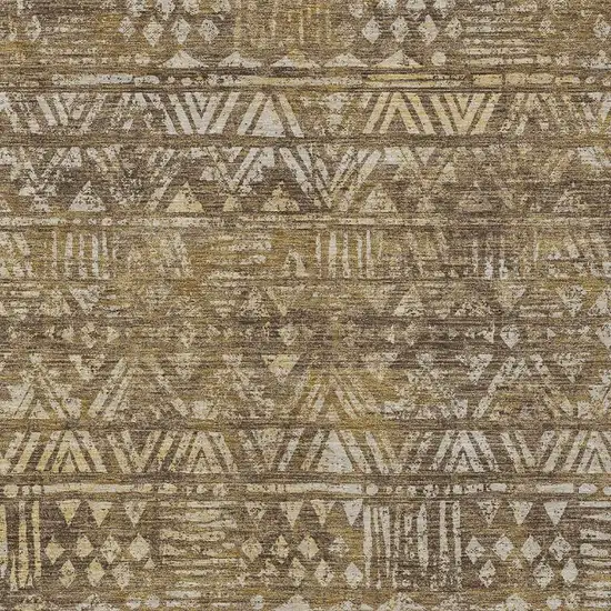 Chocolate And Brown Geometric Washable Indoor Outdoor Area Rug Photo 2