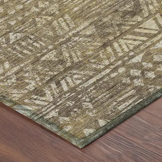 Chocolate And Brown Geometric Washable Indoor Outdoor Area Rug Photo 4