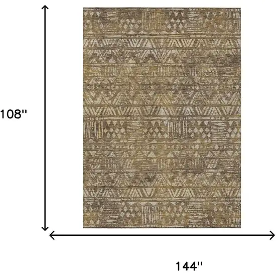 Chocolate And Brown Geometric Washable Indoor Outdoor Area Rug Photo 6