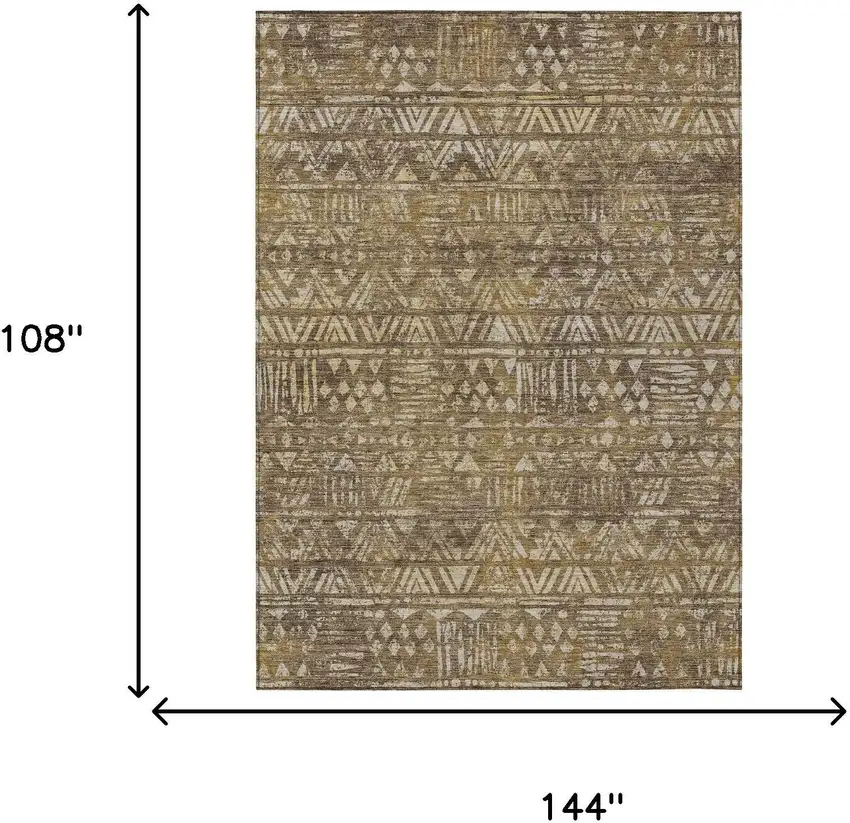 Chocolate And Brown Geometric Washable Indoor Outdoor Area Rug Photo 6
