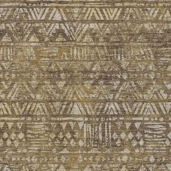Chocolate And Brown Geometric Washable Indoor Outdoor Area Rug Photo 2