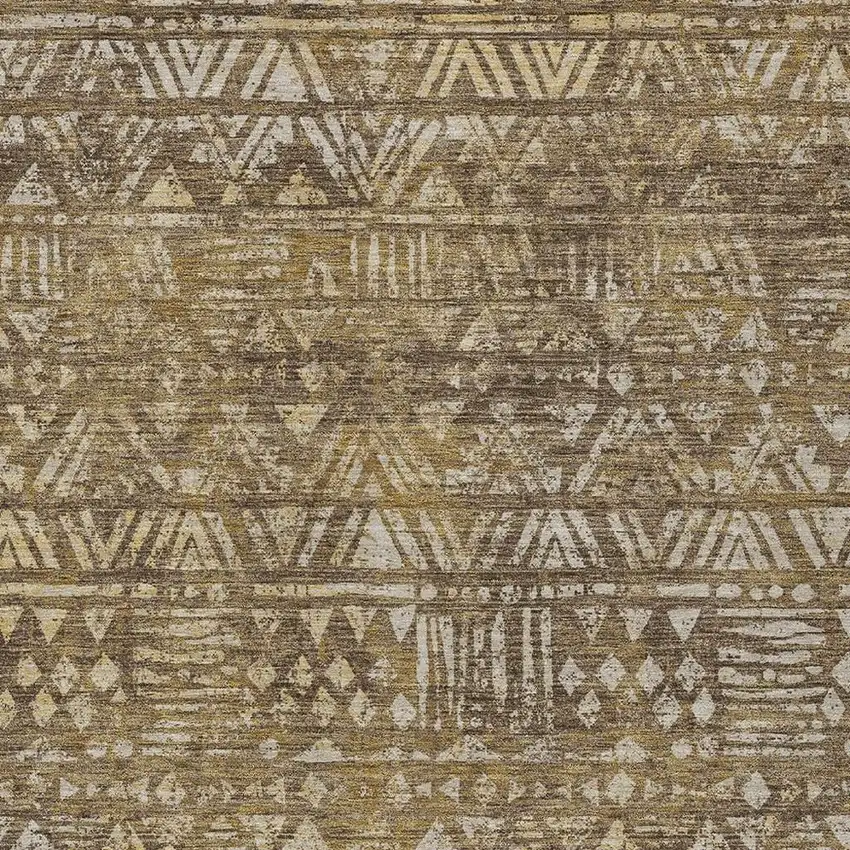 Chocolate And Brown Geometric Washable Indoor Outdoor Area Rug Photo 2