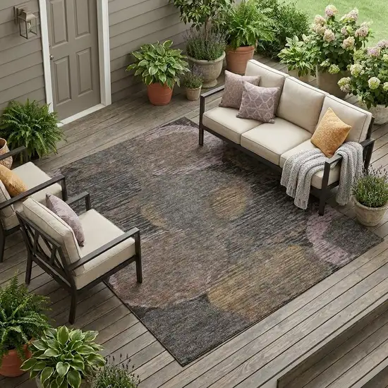 Chocolate And Brown Geometric Washable Indoor Outdoor Area Rug Photo 1