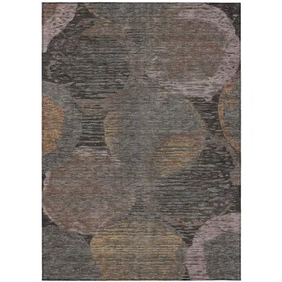 Chocolate And Brown Geometric Washable Indoor Outdoor Area Rug Photo 2