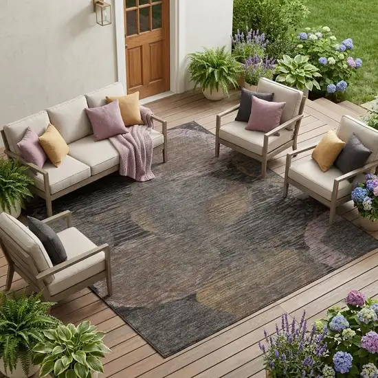 Chocolate And Brown Geometric Washable Indoor Outdoor Area Rug Photo 1