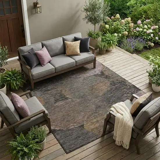 Chocolate And Brown Geometric Washable Indoor Outdoor Area Rug Photo 1