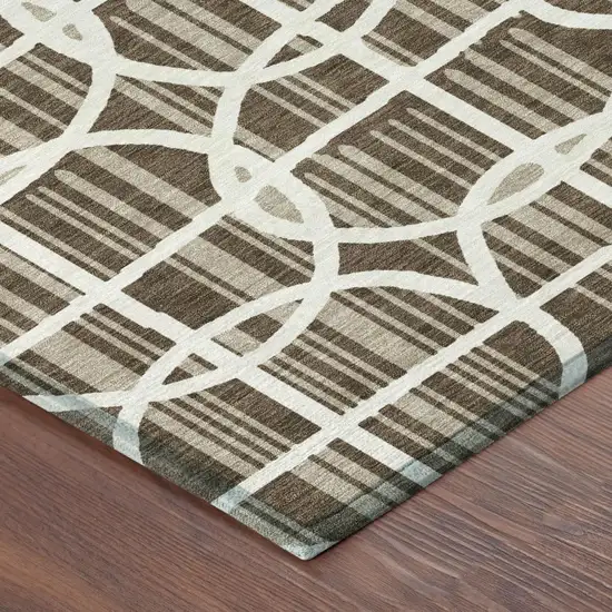 Chocolate And Brown Geometric Washable Indoor Outdoor Area Rug Photo 3