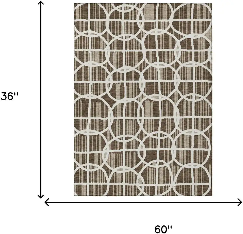 Chocolate And Brown Geometric Washable Indoor Outdoor Area Rug Photo 5