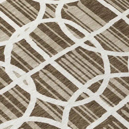 Chocolate And Brown Geometric Washable Indoor Outdoor Area Rug Photo 4