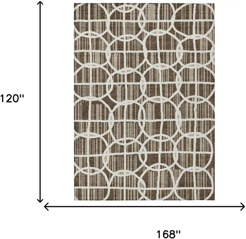 Chocolate And Brown Geometric Washable Indoor Outdoor Area Rug Photo 5