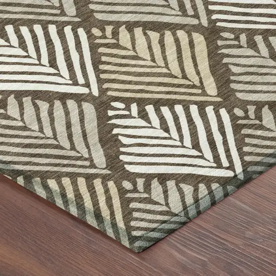 Chocolate And Brown Geometric Washable Indoor Outdoor Area Rug Photo 3