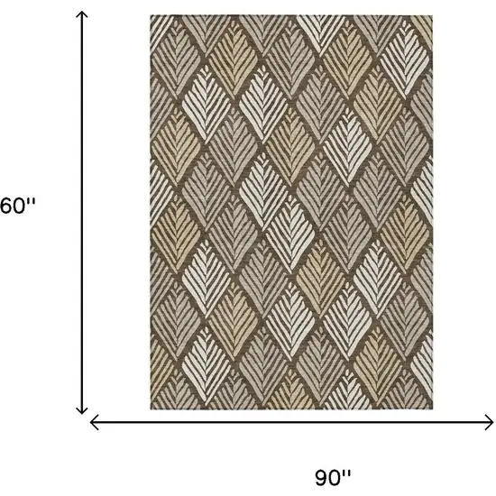 Chocolate And Brown Geometric Washable Indoor Outdoor Area Rug Photo 5