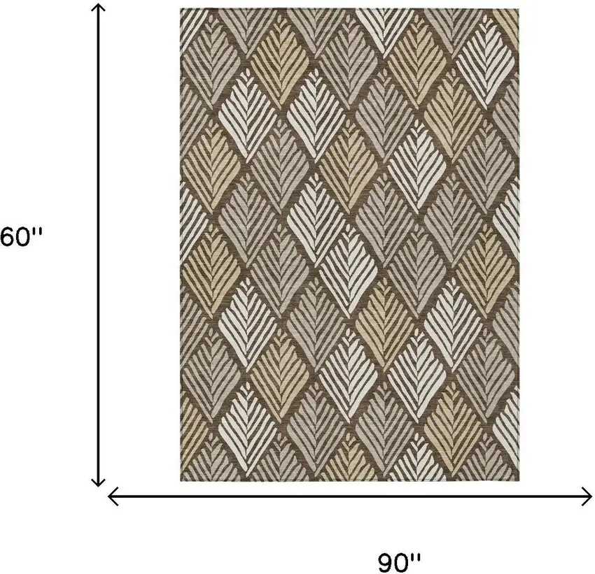 Chocolate And Brown Geometric Washable Indoor Outdoor Area Rug Photo 5