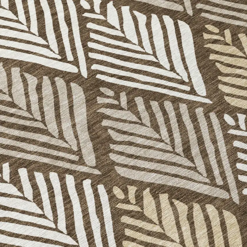 Chocolate And Brown Geometric Washable Indoor Outdoor Area Rug Photo 4