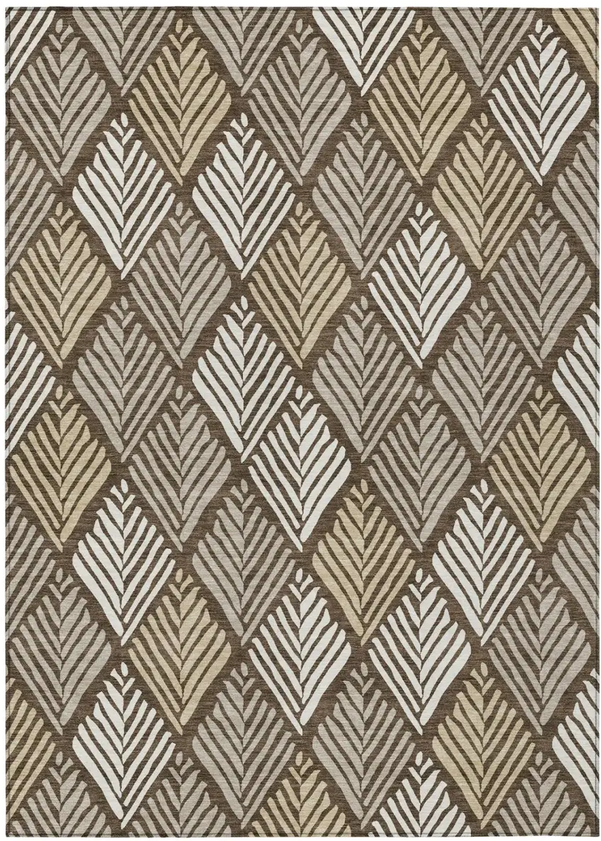 Chocolate And Brown Geometric Washable Indoor Outdoor Area Rug Photo 2