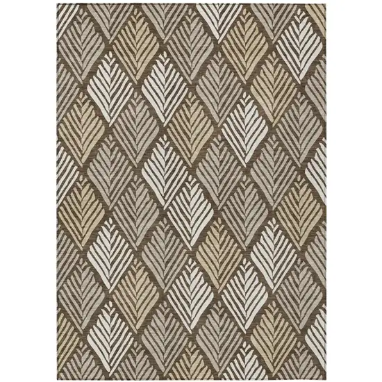 Chocolate And Brown Geometric Washable Indoor Outdoor Area Rug Photo 2