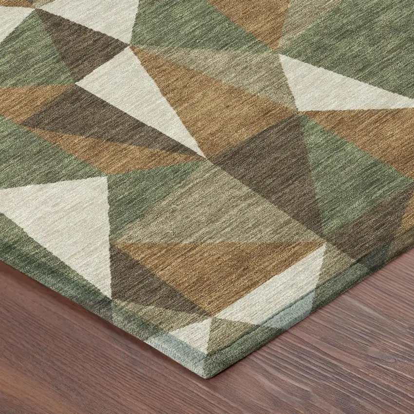 Chocolate And Brown Geometric Washable Indoor Outdoor Area Rug Photo 3