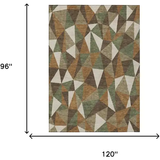 Chocolate And Brown Geometric Washable Indoor Outdoor Area Rug Photo 5