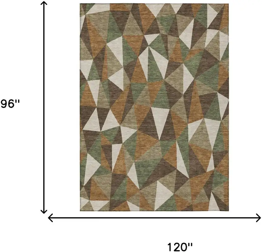 Chocolate And Brown Geometric Washable Indoor Outdoor Area Rug Photo 5